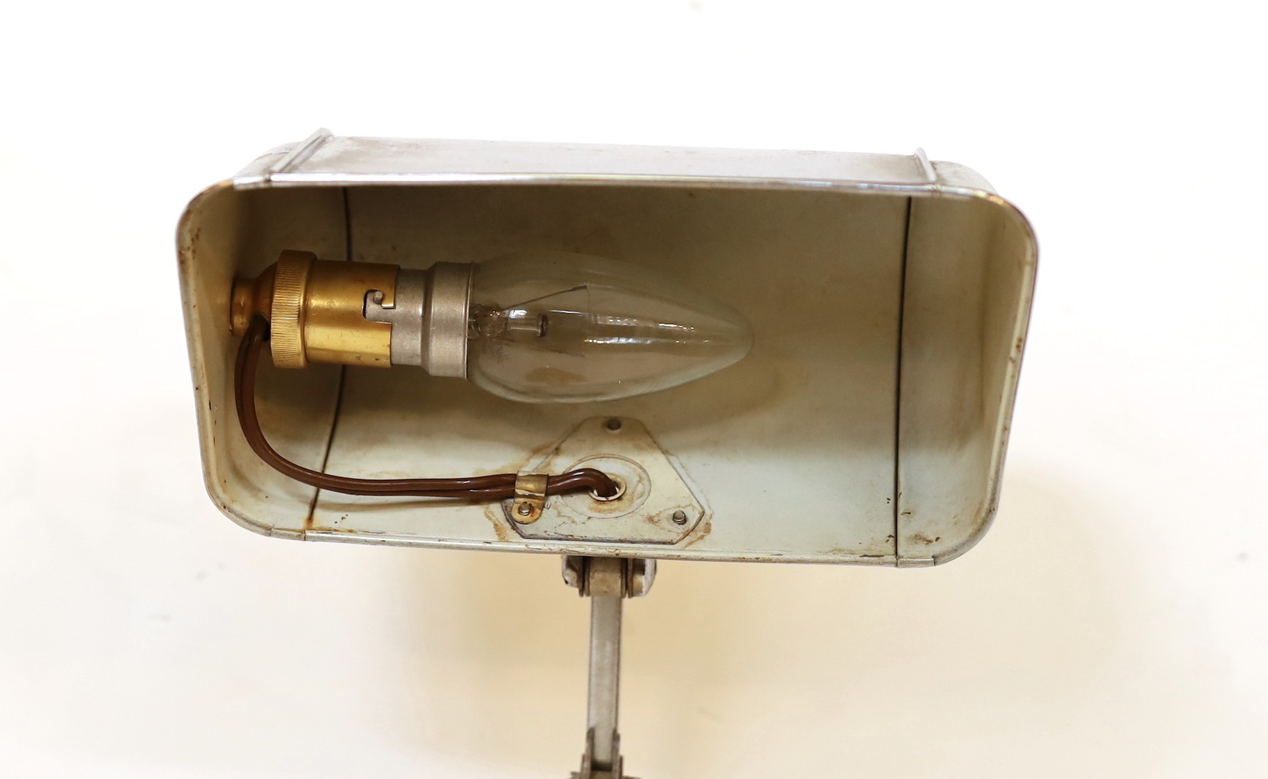 A 1930s French chrome plated adjustable desk lamp with marble base, height 38cm